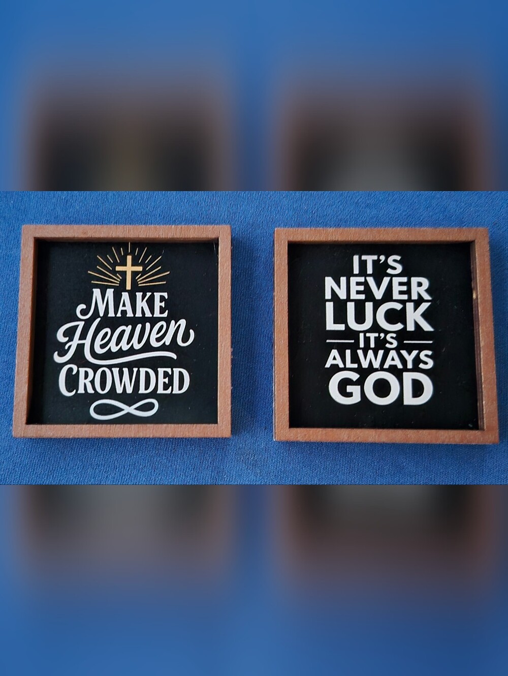 Gift Bundle CHRISTIAN MAGNETS ✝️ 2 Wood Framed Handmade ✝️ "Picture Frame" Style